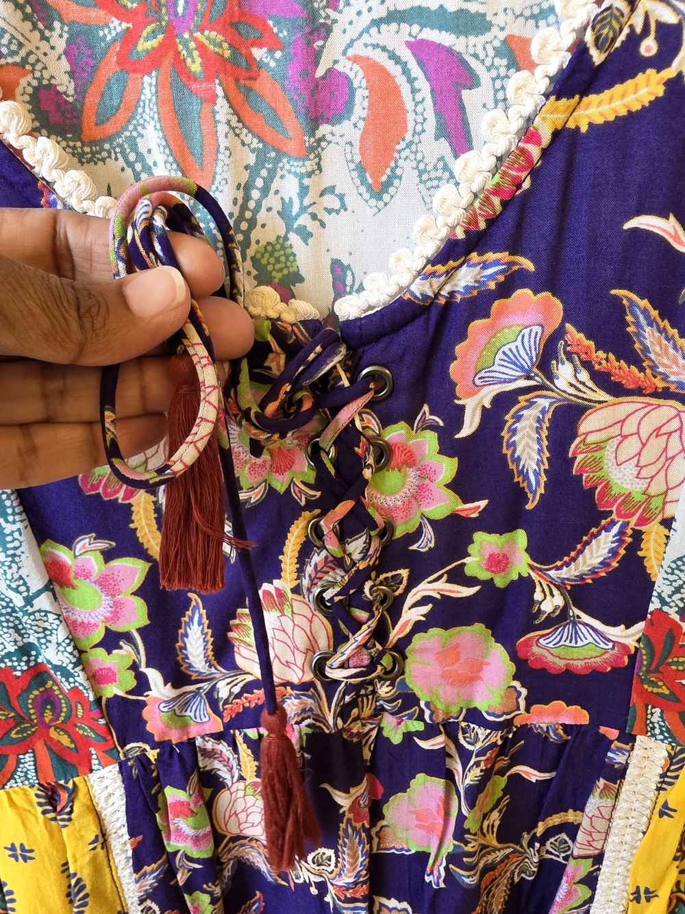 Anthropologie Lilka Patchwork Floral Tunic - Yellow, Purple, Blue - Picture 3 of 5